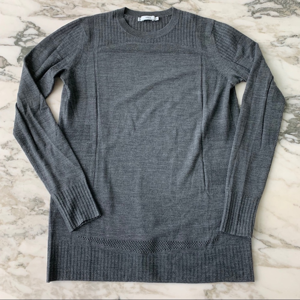 Vince Open Knit Thin Gray Sweater